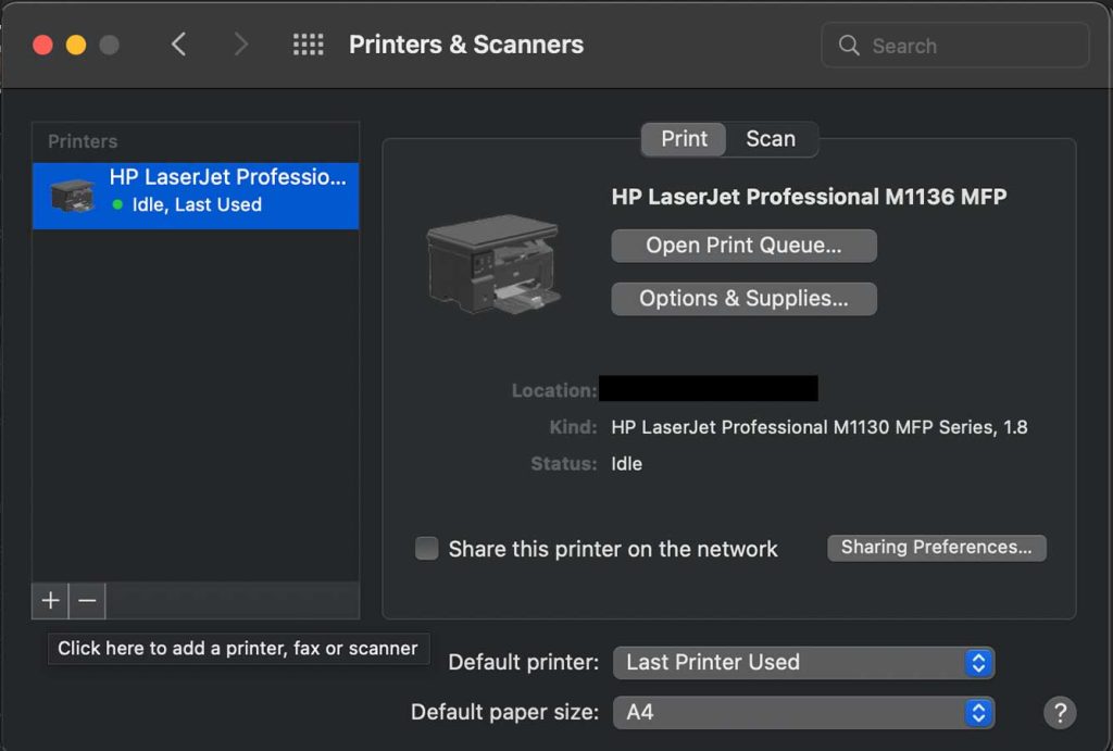 add printer on macos